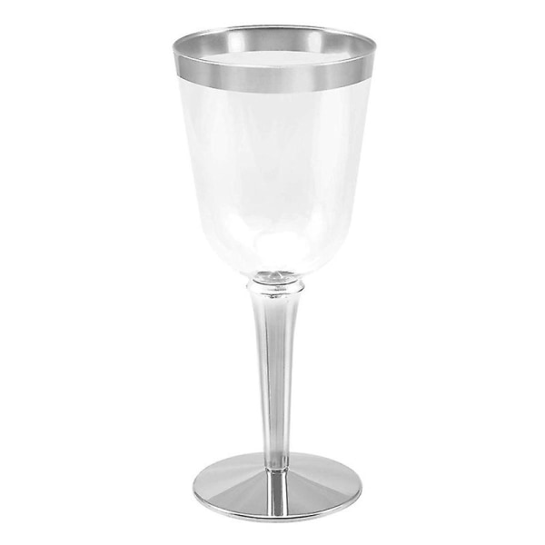 30st klar styv plast Fancy vinglas silverkantad engångs