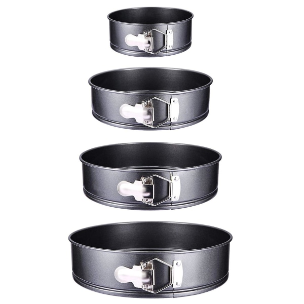 4-pack Kakformar för Bakning, Avtagbar Botten, Icke-Klibbig Springform, Cheesecakeformar, Läckagesäkra, Runda