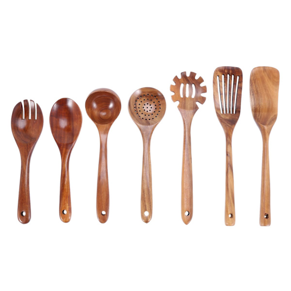 Träslevset för kök, Träsked Matlagning Naturlig Teak Kökspade Set