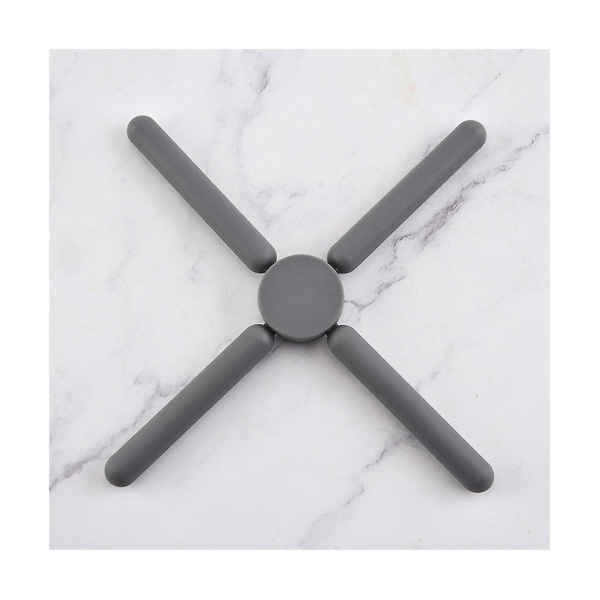 Foldbar Silikon Trivet, Ikke-Foldbar Design Utvidbar Silikon Gryteklut, Mørk Grå