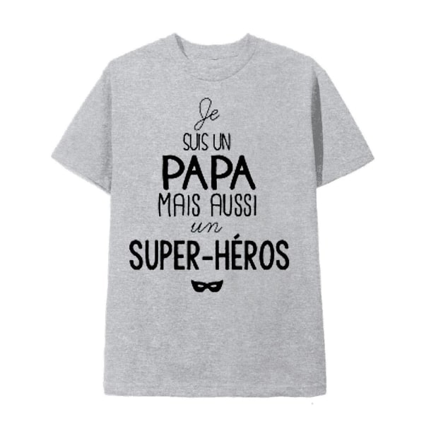 T-shirt för män, grå, Jag är en pappa och en superhjälte XXL