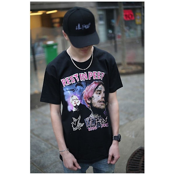 Lil Peep T-Shirt Sort Rest In Peep M