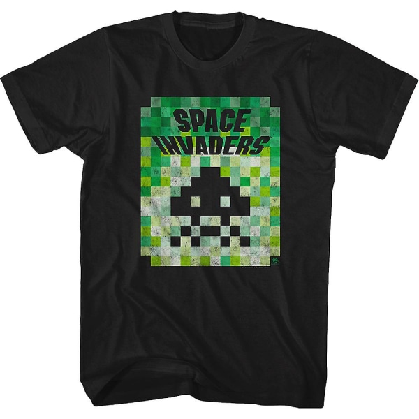 Distressed Blocks Space Invaders T-shirt XL