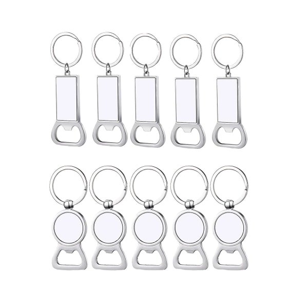 10 Pcs Sublimation Blank Key Chain Sublimation Metal Bottle Opener Blank Keyring Thermite Tra