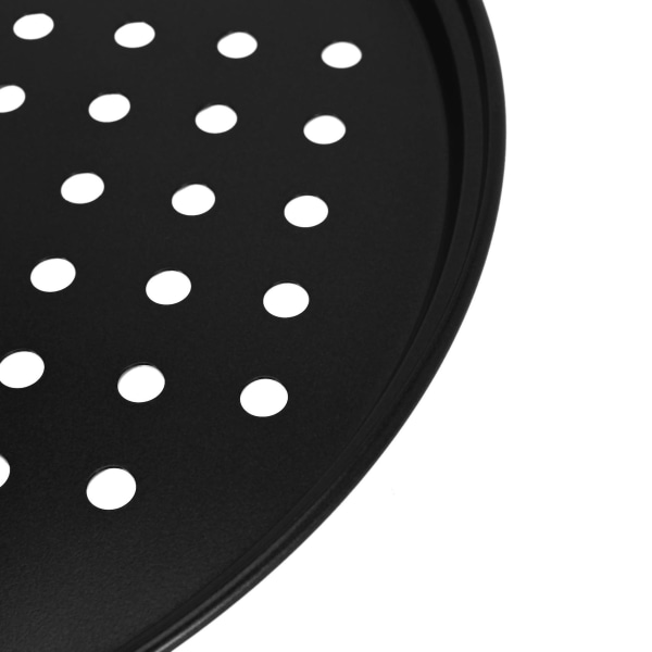 4X 10 tum personlig perforerad pizzapanna svart kolstål med non-stick beläggning, lätt att rengöra pi