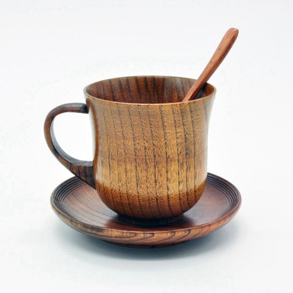 12-dels Träkopp, Fat och Sked Set - Kaffe & Te Tillbehör