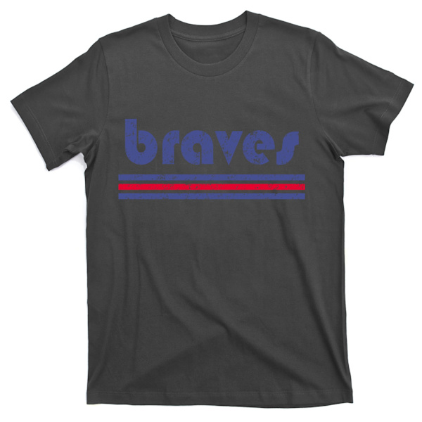 Vintage Braves Retro Tre-Stribet Forvitret T-Shirt S