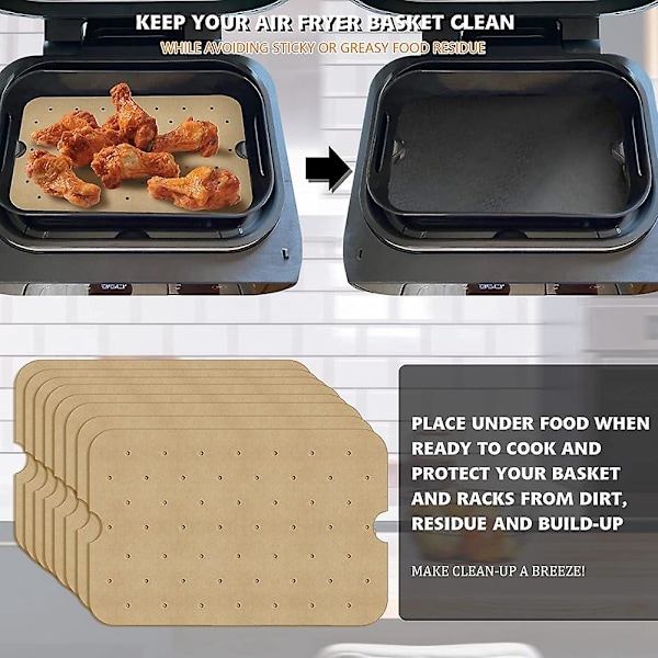 100 st luftfritöspapper med luft hål luftfritös bakplåtspapper för ninja food smart fg551 luftfritös