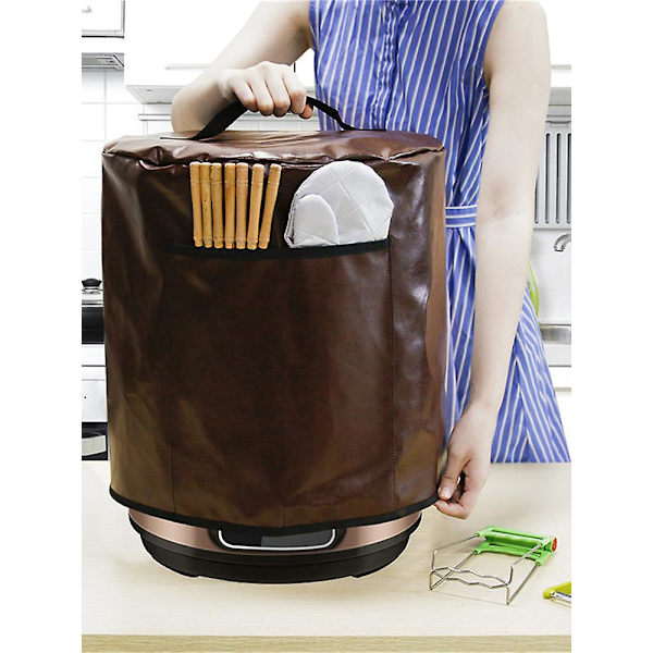 Læderdæksel til trykkoger 8 liter, vandtæt og støvtæt, køkkenopbevaringstilbehør Brown