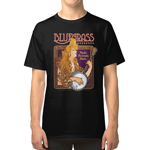 Bluegrass Skjorte Alphonse Mucha Inspirert Banjo Jente T-skjorte S
