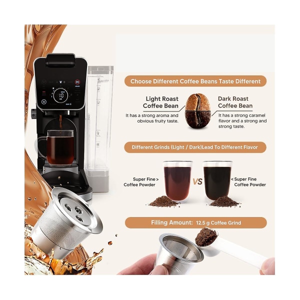 Passer for Ninja Cfp201 Cfp301 Kaffemaskin Tre Hull K Cup Sirkulerende Rustfritt Stål Kaffe Kapsler