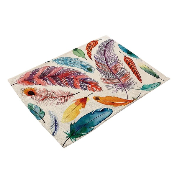 1Pcs Colorful Feather Pattern Cotton Mat 42 X 32cm-D