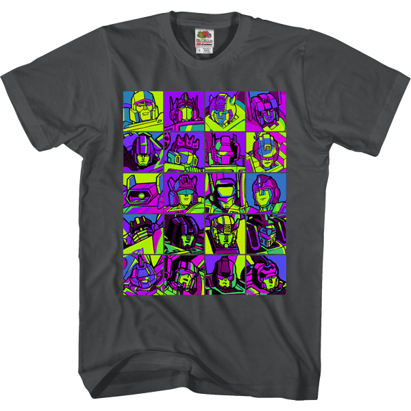 Neon Pop Art Robot Collage Transformers T-shirt M