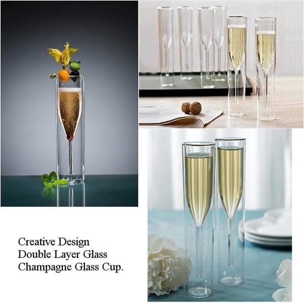 Dubbelväggigt glas Champagne Champagne Flöjt Stemless Vinglas Stemware Bubble Wine Cocktail