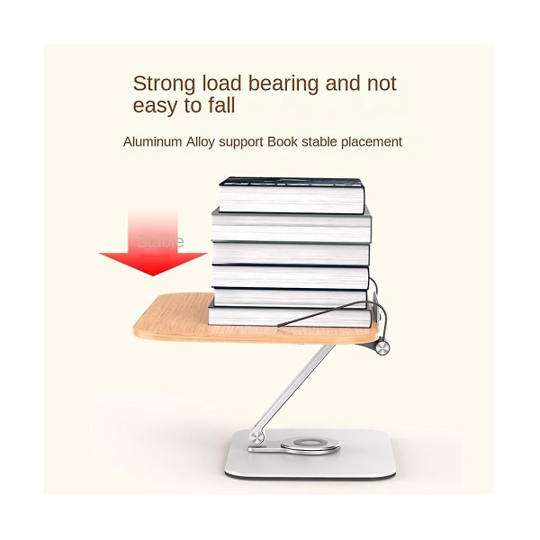 Bokhylla för läsning, justerbart stativ med 360 vridbar bas och sidhållare, hopfällbar bordsskiva