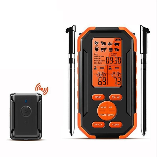 Digital Trådlös Kötttermometer - Matlagningstermometer med 2 Sondes - Förprogrammerade Temperaturer - För