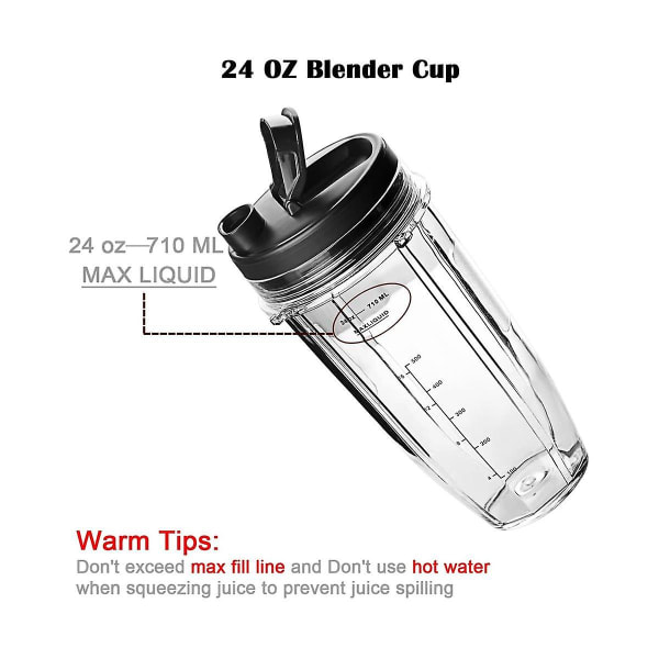 Blender 24oz Blenderkopp med lufttett lokk og rengjøringsbørste Kompatibel med Ninja Blender Auto IQ