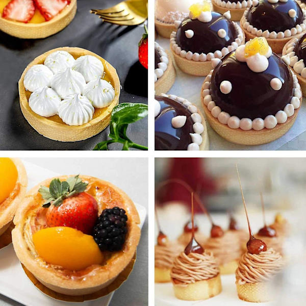Paket med Rostfria Pajringar, Värmebeständiga Perforerade Kake Mousse Ringar, Kake Ringformar, Runda