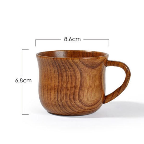 2 st Runda köksredskap: 1 st 175 ml kopp naturligt massivt trä retro tekopp kaffekopp och 1 st Ta