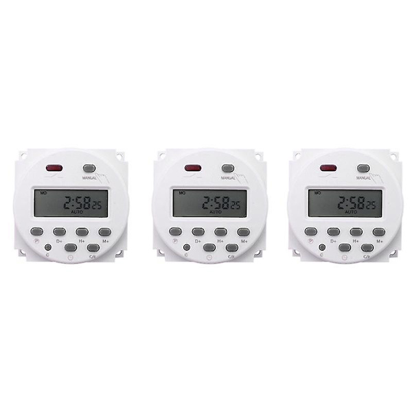 3X ny LCD digital styringsstrømsforsyning programmerbar timer dc 12V 16A tidsrelækontakt