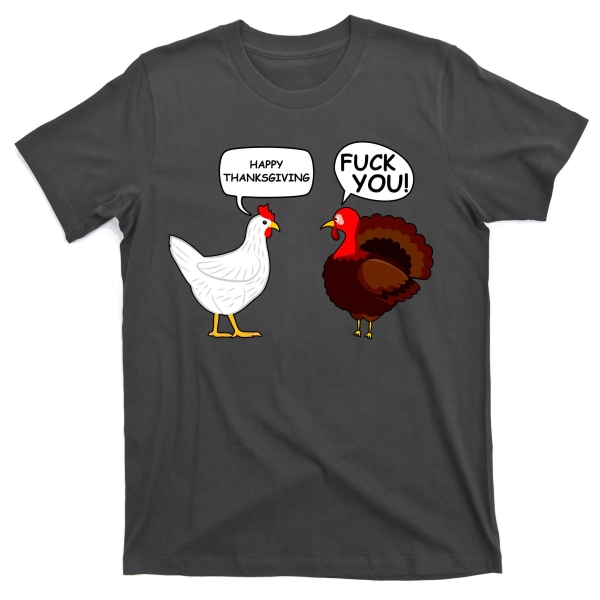 Rolig Happy Thanksgiving Chicken vs Turkiet T-shirt XXL