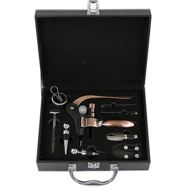 Vinflasköpplare Set Premium Läderask Kanin Korkdragare Vinflasköppnare, Vinflasköppnare Presentset as shown