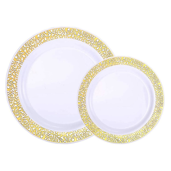 Guld Engangs Tallerkener Fest Hjem Salat/Dessert Tallerken 7.5\"