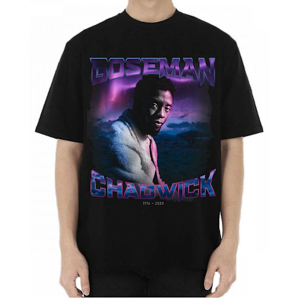 Chadwick Boseman Hyldest Sort T-shirt M