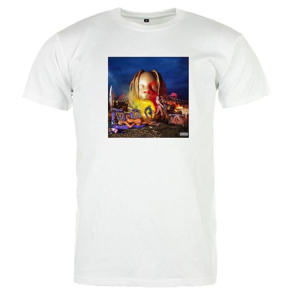 Travis Scott White Tee Astroworld cover T-shirt XL