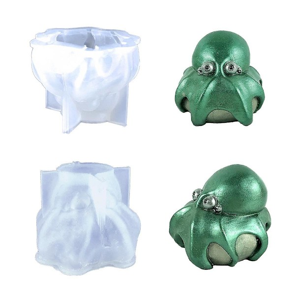 Lille 3D blæksprutte statue form, epoxy støbning silikone dekorationsform, havdyr fisketank
