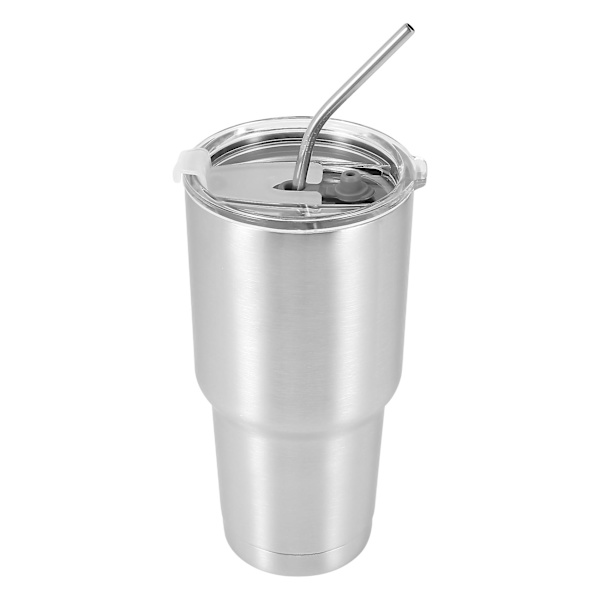 Rostfritt Stål Tumbler med Lock och Sugrör 30oz Dubbelväggig Termos Isolerad Ölkopp