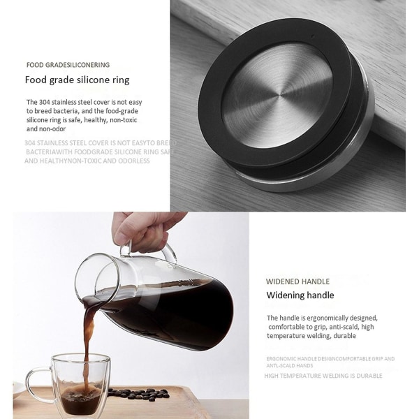 Kaldbrygget Kaffemaker, Istekanne med Lopp og Gradering, Bruk Filterkaffe, 1,5 L