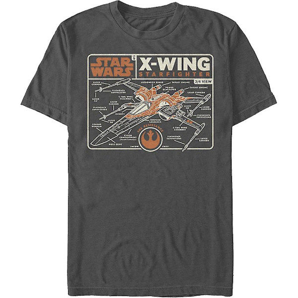 X-Wing Starfighter Skematisk Star Wars T-Shirt XL