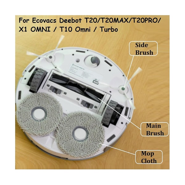 Ersättningstillbehörssats för Deebot T20/t20max/t20pro/x1 Omni/t10 Omni/turbo Robotdammsugare