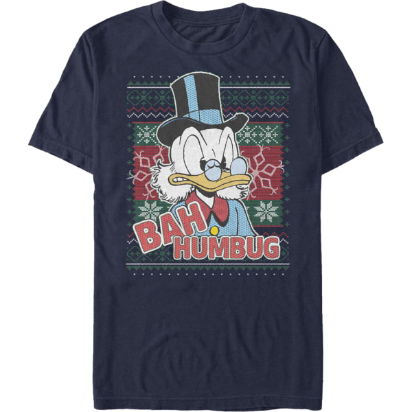 Scrooge McDuck Bah Humbug Faux Ugly Christmas Sweater Disney T-Shirt S