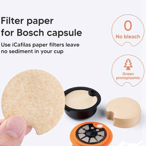 200 stk. avtakbare papirfiltre for gjenbrukbare kaffekapsler - forhindrer tilstopping og holder kapslene rene