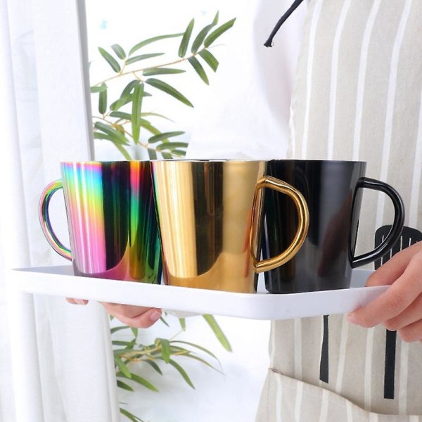 300ml Rustfrit Stål Kaffe Kop med Bærbar Håndtag - Regnbue
