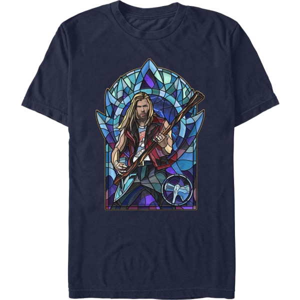 Thor Love And Thunder Glasmosaik Vindue Marvel Comics T-Shirt Ny XL