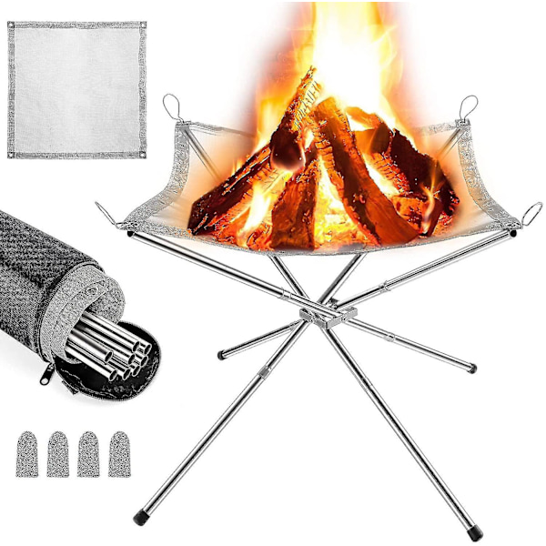Bärbar Eldstad för Utomhus, Vikbar Grill, Campingeldstad, Med Bärväska, Rostfritt Stål, För Uteplats, Camping, Trädgård, Resor