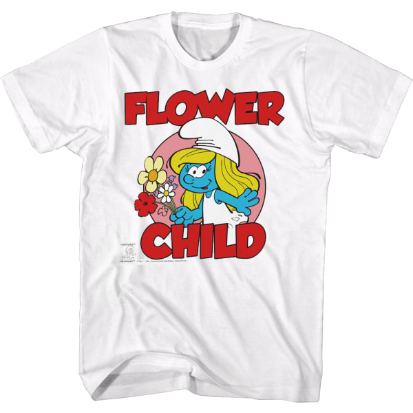 Smurfett blomma barn smurfar T-shirt XXL