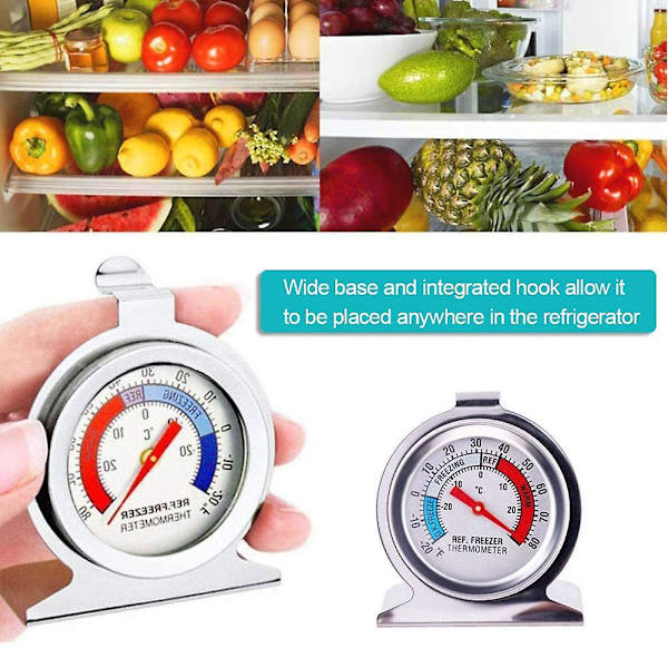 4-pack kylskåpstermometer med röd indikatortermometer för frys kylskåp kyl med h