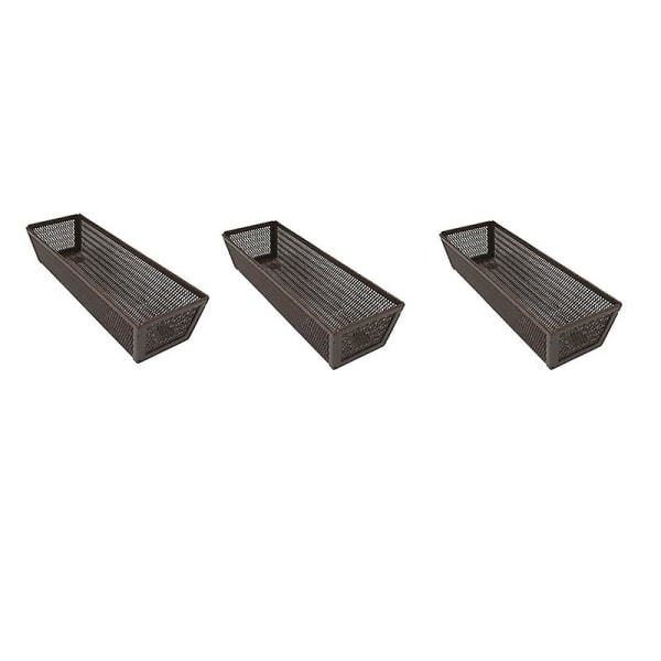 3-pack Låda Organizer (9x3 tum) Stål Nät Bestick, Kök [Brun]