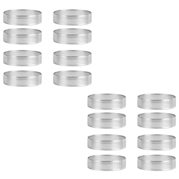 16 stk. Rustfrit Stål Ægring, Varmebestandig Kage Mousse Ring Rund Dobbelt Rulle Ægring meta
