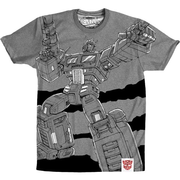 Charcoal Sublimation Optimus Prime Transformers Shirt S