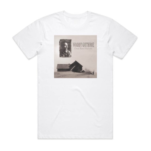 Woody Guthrie Dusty Bowl Ballads Album Cover T-shirt Vit L