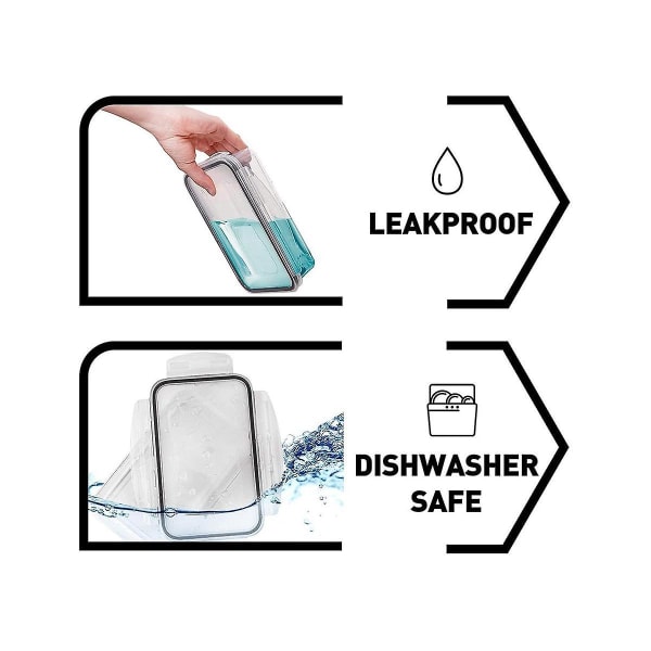 16-pakks lufttette matbeholdere med lokk (16 beholdere og 16 lokk), Plast Meal Prep Company