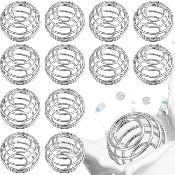 12 stk. Blender Blandingskugler Trådpisker Rustfrit Stål Shaker Kugle 30mm Blandingskugle Udskiftning Til Protein Milkshake Drikkekop