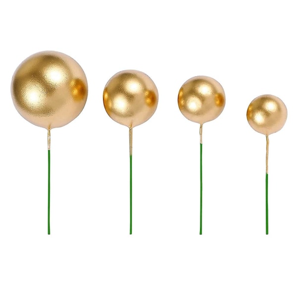 40 Count Cupcake Toppers Mini Golden Ball Cupcake Toppers Födelsedag Bröllopsfest tårtdekoration