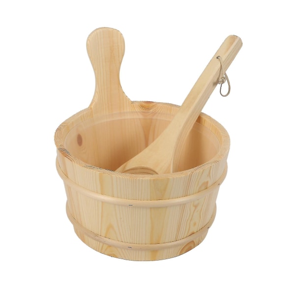 2023-bathroom Natural Wooden Bucket+ladle Set For Sauna Spa Accessories