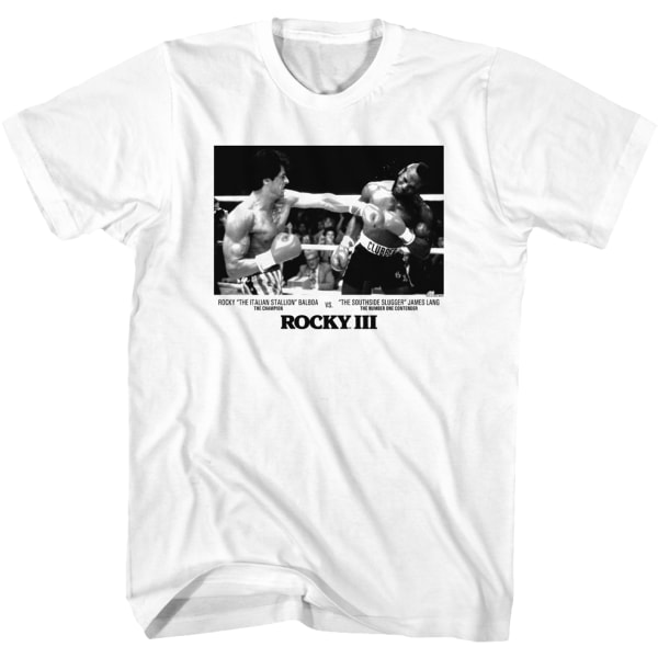 Rocky Balboa vs. Clubber Lang Mustavalkoinen Valokuva Rocky III T-paita L